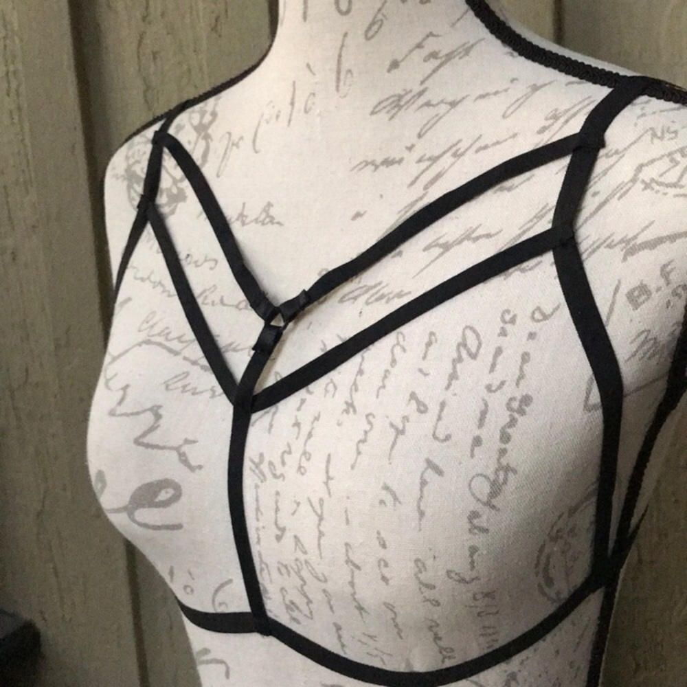 Coming Soon. New! Black Strappy Cage Bra - Picture 2 of 7
